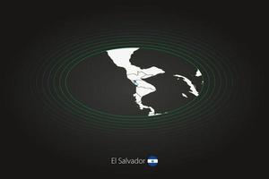 el el Salvador mapa en oscuro color, oval mapa con vecino países. vector