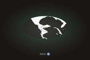 Belize map in dark color, oval map with neighboring countries. vector