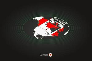 Canada map in dark color, oval map with neighboring countries. vector