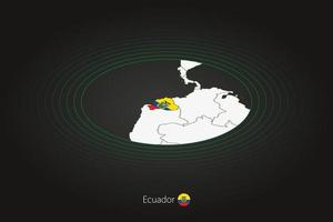 Ecuador map in dark color, oval map with neighboring countries. vector