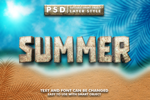 summer 3d text effect premium psd