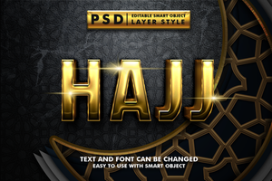 hajj 3d Text bewirken Prämie psd