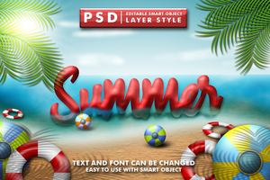 verão 3d texto efeito Prêmio psd