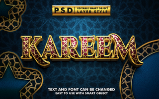 kareem 3d text effect with golden effect premium psd