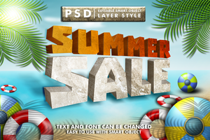 summer sale 3d text effect premium psd