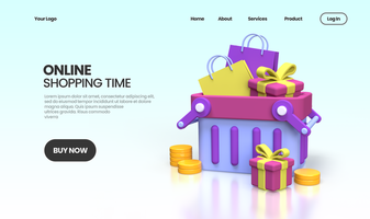 Online Shopping concept illustration Landing page template for business idea concept background psd