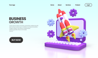 business growth concept illustration Landing page template for business idea concept background psd