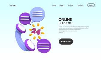 Online Support operator illustration Landing page template for business idea concept background psd