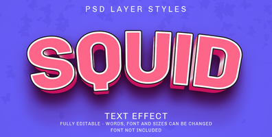 3d squid - editable text style effect psd