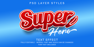 3d super herói - editável texto estilo efeito psd