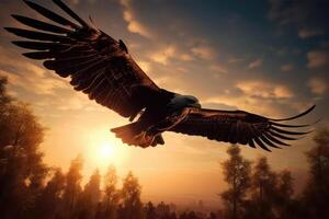 An eagle escaping the sun on the wings of freedom created with technology. photo