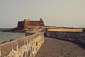 seaside landscape from the capital of the Canary Island Lanzarote Arrecife in Spain on a sunny warm summer day photo