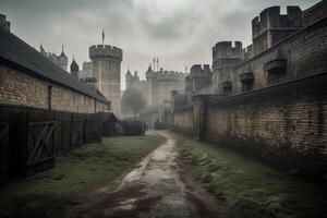 medieval Londres sucio Mira creado con generativo ai tecnología. foto