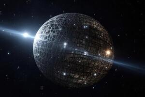 Dyson esfera en espacio tramos un estrella creado con generativo ai tecnología. foto