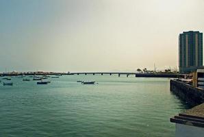 seaside landscape from the capital of the Canary Island Lanzarote Arrecife in Spain on a sunny warm summer day photo