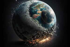 Planet Earth on a collision course with population growth created with generative AI technology. photo
