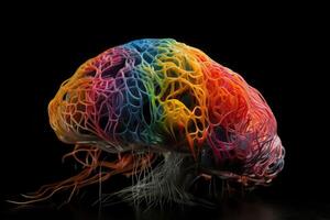 A representation of neuroplasticity the human brain created with technology. photo