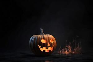 A spooky halloween pumpkin background created with technology. photo