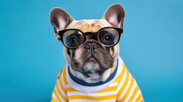 Banner with french bulldog. Copy space. . photo