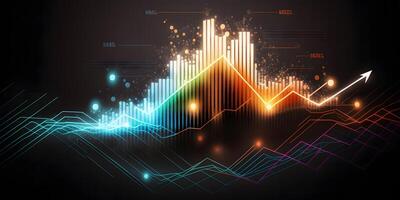 crecimiento estrategia negocio grafico análisis concepto en Finanzas gráfico datos diagrama 3d antecedentes fondo de pantalla, ai generado foto