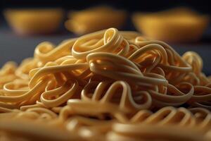 A pile of noodles sitting on top of a table, photo