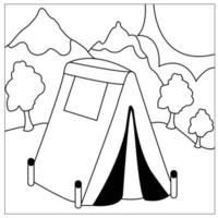 Vector Camping Coloring Page For Kids-Tent Stock Illustrations Camping Activities