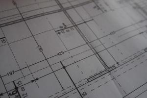 manual technical drawing made with a pencil on tracing paper photo