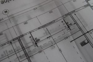 manual technical drawing made with a pencil on tracing paper photo