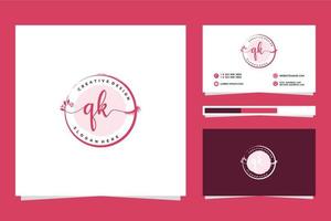 inicial qk femenino logo colecciones y negocio tarjeta modelo prima vector