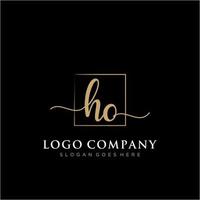 Initial HO feminine logo collections template. handwriting logo of initial signature, wedding, fashion, jewerly, boutique, floral and botanical with creative template for any company or business. vector