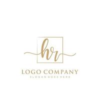 Initial HR feminine logo collections template. handwriting logo of initial signature, wedding, fashion, jewerly, boutique, floral and botanical with creative template for any company or business. vector