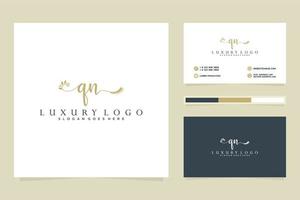 Initial QN Feminine logo collections and business card template Premium Vector