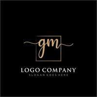 Initial GM feminine logo collections template. handwriting logo of initial signature, wedding, fashion, jewerly, boutique, floral and botanical with creative template for any company or business. vector