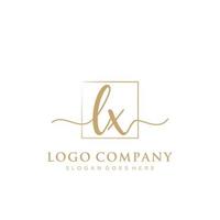 Initial LX feminine logo collections template. handwriting logo of initial signature, wedding, fashion, jewerly, boutique, floral and botanical with creative template for any company or business. vector