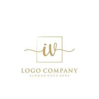 Initial IV feminine logo collections template. handwriting logo of initial signature, wedding, fashion, jewerly, boutique, floral and botanical with creative template for any company or business. vector