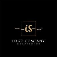 Initial IS feminine logo collections template. handwriting logo of initial signature, wedding, fashion, jewerly, boutique, floral and botanical with creative template for any company or business. vector