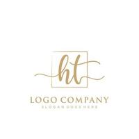 Initial HT feminine logo collections template. handwriting logo of initial signature, wedding, fashion, jewerly, boutique, floral and botanical with creative template for any company or business. vector