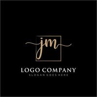 Initial JM feminine logo collections template. handwriting logo of initial signature, wedding, fashion, jewerly, boutique, floral and botanical with creative template for any company or business. vector