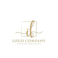 Initial IF feminine logo collections template. handwriting logo of initial signature, wedding, fashion, jewerly, boutique, floral and botanical with creative template for any company or business. vector