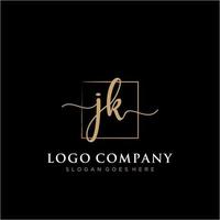 Initial JK feminine logo collections template. handwriting logo of initial signature, wedding, fashion, jewerly, boutique, floral and botanical with creative template for any company or business. vector