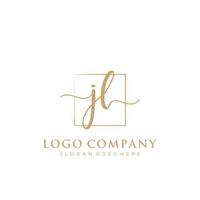 Initial JL feminine logo collections template. handwriting logo of initial signature, wedding, fashion, jewerly, boutique, floral and botanical with creative template for any company or business. vector