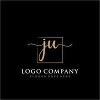 Initial JU feminine logo collections template. handwriting logo of initial signature, wedding, fashion, jewerly, boutique, floral and botanical with creative template for any company or business. vector