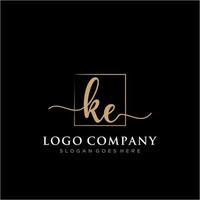 Initial KE feminine logo collections template. handwriting logo of initial signature, wedding, fashion, jewerly, boutique, floral and botanical with creative template for any company or business. vector