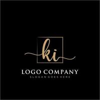 Initial KI feminine logo collections template. handwriting logo of initial signature, wedding, fashion, jewerly, boutique, floral and botanical with creative template for any company or business. vector