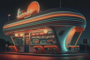 Retro 70's restaurant illustration. photo