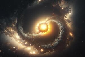 space galaxy with spiral shape. photo