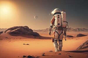 astronaut walking on mars. photo