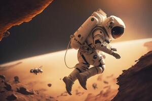 astronaut walking on mars. photo