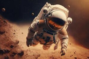 astronaut walking on mars. photo