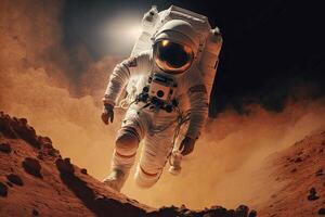 astronaut walking on mars. photo